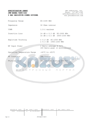 50PD-028 datasheet - 5 WAY RESISTIVE POWER DIVIDER