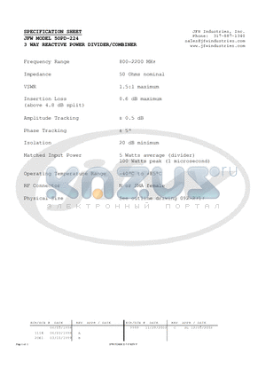 50PD-224 datasheet - 3 WAY REACTIVE POWER DIVIDER/COMBINER