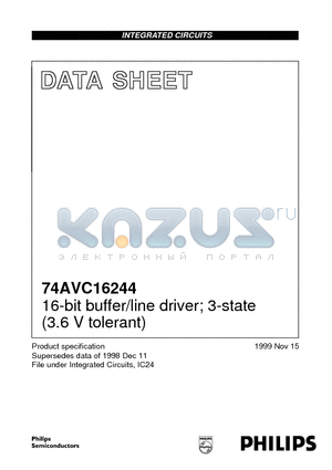 74AVC16244 datasheet - 16-bit buffer/line driver; 3-state 3.6 V tolerant