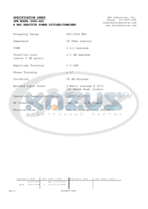 50PD-485 datasheet - 8 WAY REACTIVE POWER DIVIDER/COMBINER