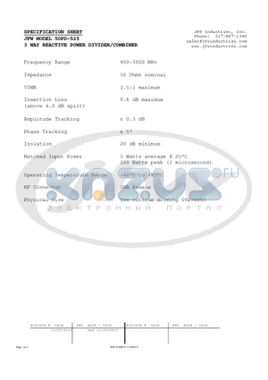 50PD-525 datasheet - 3 WAY REACTIVE POWER DIVIDER/COMBINER