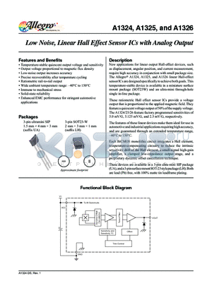 A1326 datasheet - Low Noise, Linear Hall Effect Sensor ICs with Analog Output