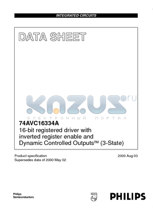 74AVC16334A datasheet - 16-bit registered driver with inverted register enable and Dynamic Controlled OutputsE (3-State)