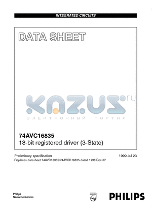 74AVC16835 datasheet - 18-bit registered driver 3-State