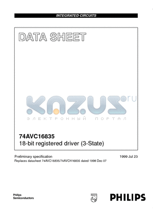 74AVC16835DGG datasheet - 18-bit registered driver 3-State