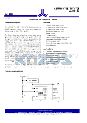 ASM708ESA datasheet - Low Power UP Supervisor Circuits