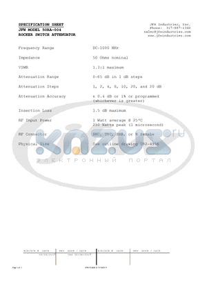 50RA-004 datasheet - ROCKER SWITCH ATTENUATOR