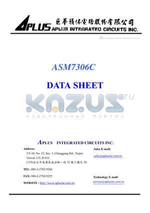 ASM7306C-1 datasheet - VERY LOW-COST VOICE SYNTHESIZER WITH 4-BIT MICROPROCESSOR