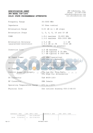 50P-1893 datasheet - SOLID STATE PROGRAMMABLE ATTENUATOR