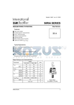 50RIA100 datasheet - MEDIUM POWER THYRISTORS