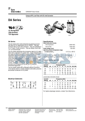 10DAFP datasheet - Compact RFI Line Filter with DC Inlet Connector