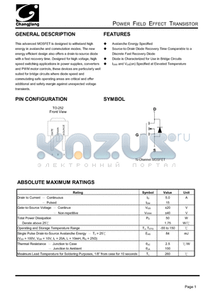 CJU05N25 datasheet - Power Filed Effect Transistor