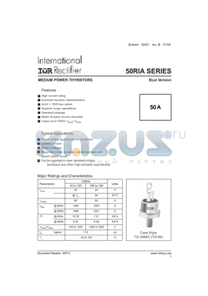 50RIA160S90M datasheet - MEDIUM POWER THYRISTORS