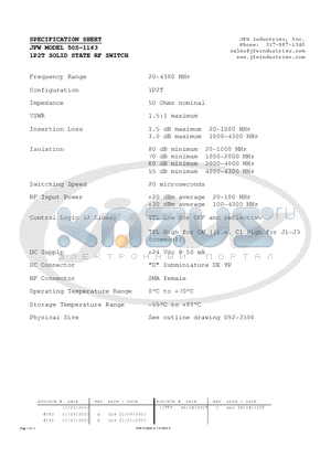 50S-1163 datasheet - 1P2T SOLID STATE RF SWITCH