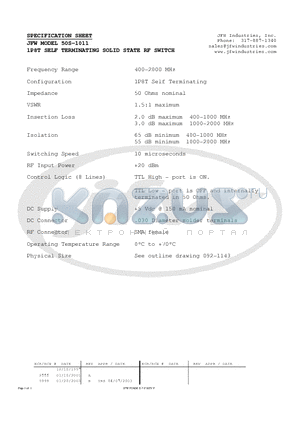 50S-1011 datasheet - 1P8T SELF TERMINATING SOLID STATE RF SWITCH