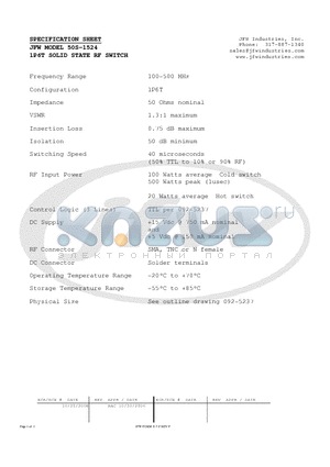 50S-1524 datasheet - 1P6T SOLID STATE RF SWITCH