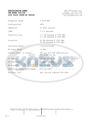50S-348 datasheet - 1P2T SOLID STATE RF SWITCH