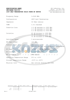 50S-979 datasheet - 1P2T SELF TERMINATING SOLID STATE RF SWITCH