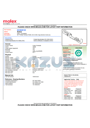 016-02-0103 datasheet - SL Crimp Terminal 70058, 22-24 AWG, Bag Selective Gold (Au)