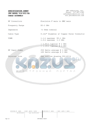 016-851-XX datasheet - CABLE ASSEMBLY