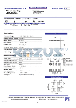 CTVABB3 datasheet - Ceramic Surface Mount TCVCXO