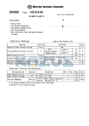 10EDA40 datasheet - Low Forward Voltage drop Diode