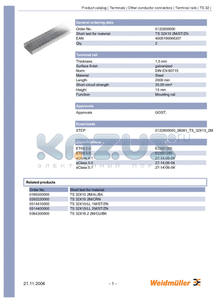 0169300000 datasheet - Terminal rail