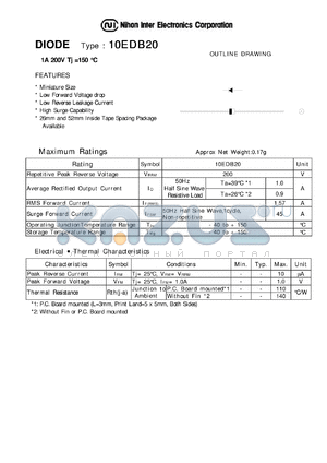 10EDB20 datasheet - DIODE - 1A 200V TJ = 150C