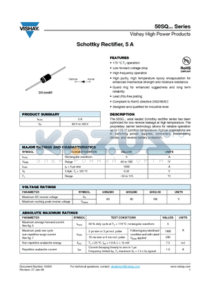 50SQ060_09 datasheet - Schottky Rectifier, 5 A