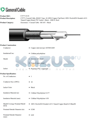 C5777.41.01 datasheet - C5777, Coaxial Cable, RG6/U Type, 18 AWG Copper Clad Steel