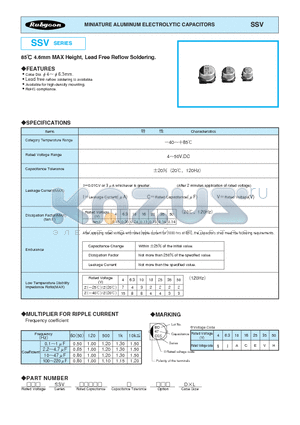 50SSV047M4X45 datasheet - MINIATURE ALUMINUM ELECTROLYTIC CAPACITORS