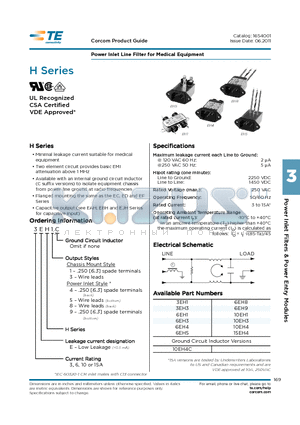 10EH4C datasheet - Power Inlet Line Filter for Medical Equipment