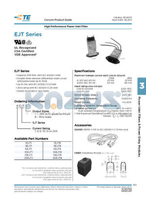 10EJT1 datasheet - High Performance Power Inlet Filter