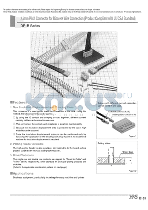 DF1B-16DES2.5DSA datasheet - 2.5mm Pitch Connector for Discrete Wire Connection (Product Compliant with UL/CSA Standard)