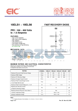 10ELS6 datasheet - FAST RECOVERY DIODE