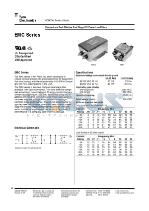 10EMC1 datasheet - Compact and Cost Effective Dual Stage RFI Power Line Filters