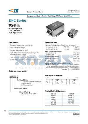 10EMC3 datasheet - Compact and Cost-effective Dual Stage RFI Power Line Filters