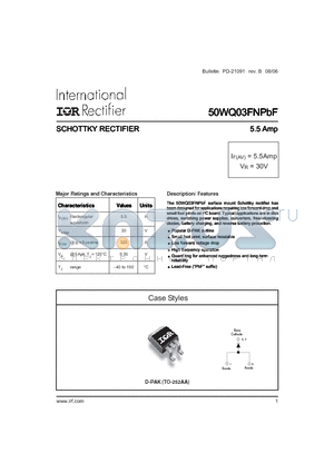 50WQ03FNTRLPBF datasheet - SCHOTTKY RECTIFIER