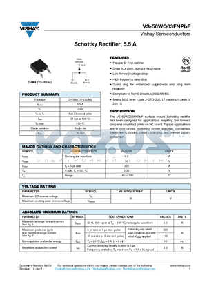 50WQ03FNTRRPBF datasheet - Schottky Rectifier, 5.5 A