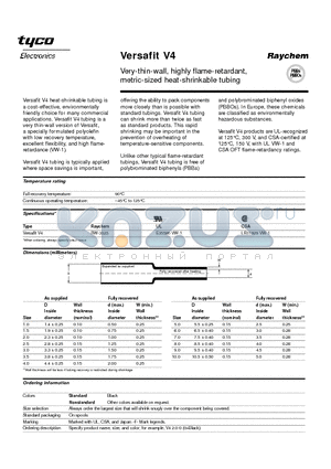 018307-000 datasheet - Very-thin-wall, highly flame-retardant, metric-sized heat-shrinkable tubing