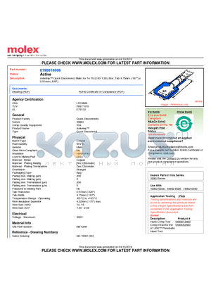 0190010008 datasheet - Avikrimp Quick Disconnect, Male, for 14-16 (2.00-1.30), Box, Tab 4.75mm (.187