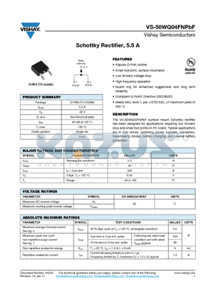 50WQ04FNTRRPBF datasheet - Schottky Rectifier, 5.5 A