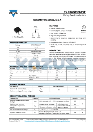 50WQ06FNPBF datasheet - Schottky Rectifier, 5.5 A