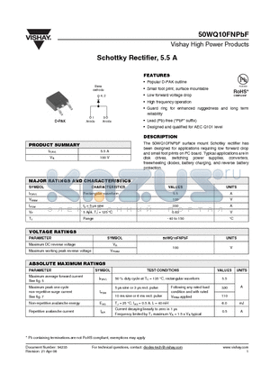 50WQ10FNTR datasheet - Schottky Rectifier, 5.5 A