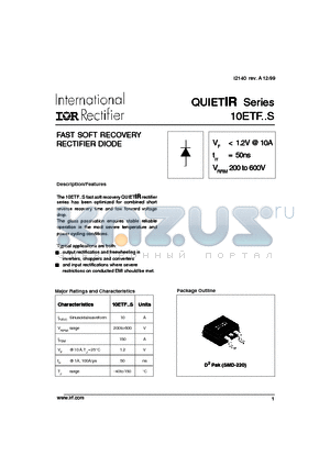 10ETF02STRL datasheet - FAST SOFT RECOVERY RECTIFIER DIODE