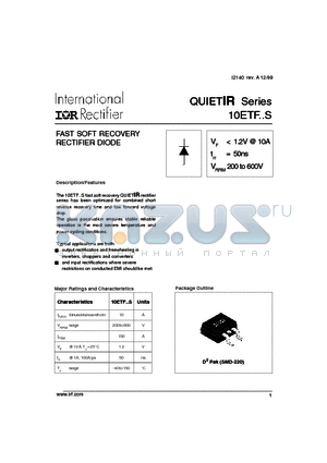 10ETF02S datasheet - FAST SOFT RECOVERY RECTIFIER DIODE