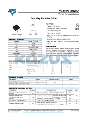 50WQ10FNTRLPBF datasheet - Schottky Rectifier, 5.5 A