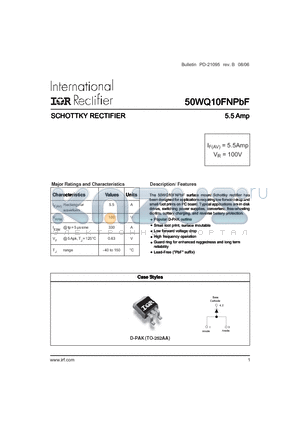50WQ10FNTRRPBF datasheet - SCHOTTKY RECTIFIER 5.5 Amp