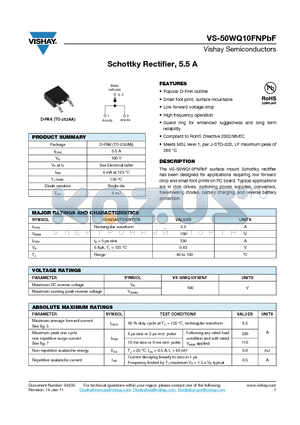 50WQ10FNTRRPBF datasheet - Schottky Rectifier, 5.5 A