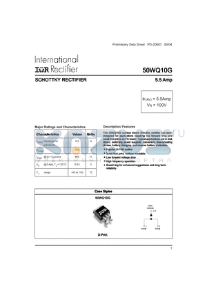 50WQ10G datasheet - SHCOTTKY BARRIER DIODE